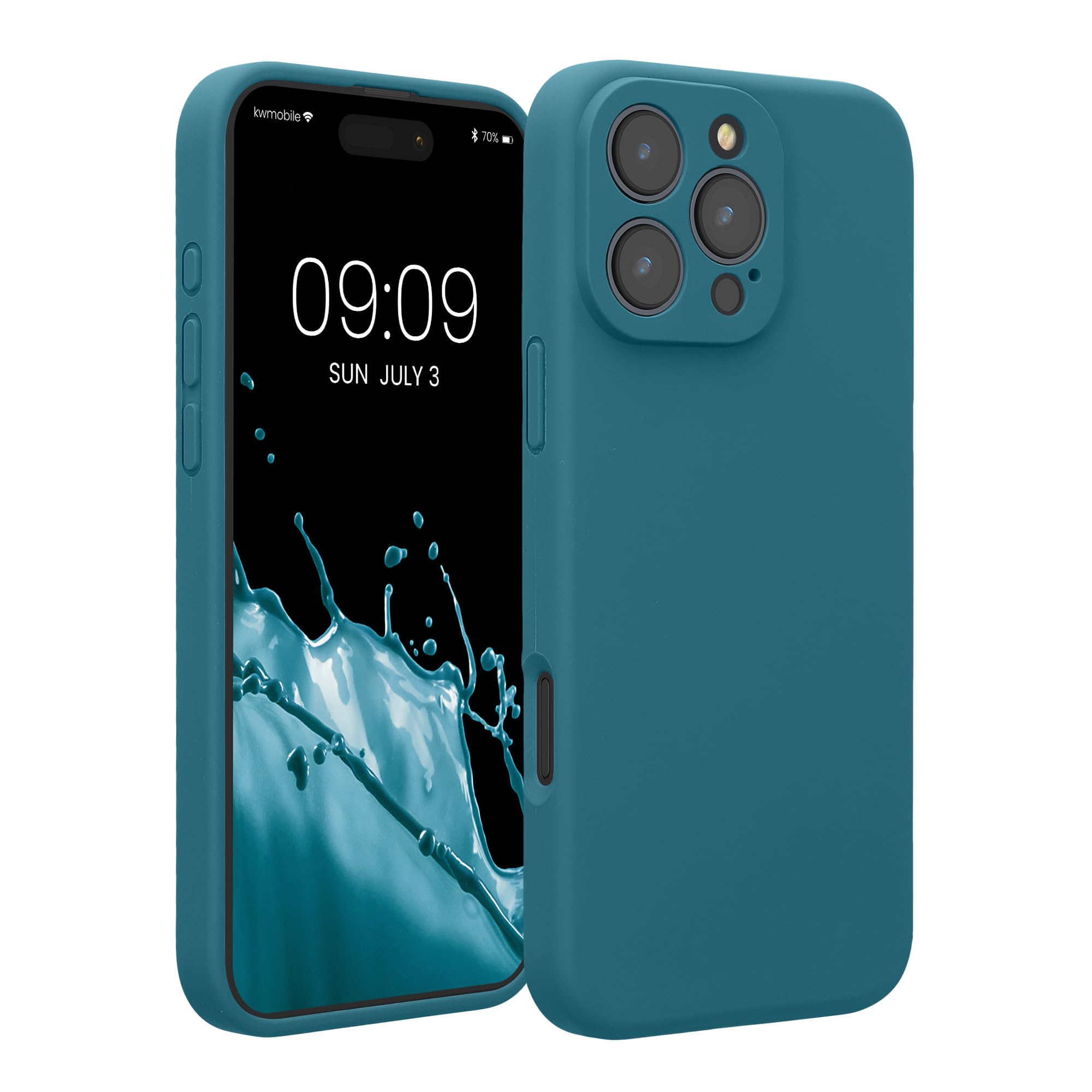 kwmobile Case for Apple iPhone 16 Pro Max Case - Slim TPU Silicone Phone Cover for iPhone 16 Pro Max - Soft Touch Finish - Teal Matte
