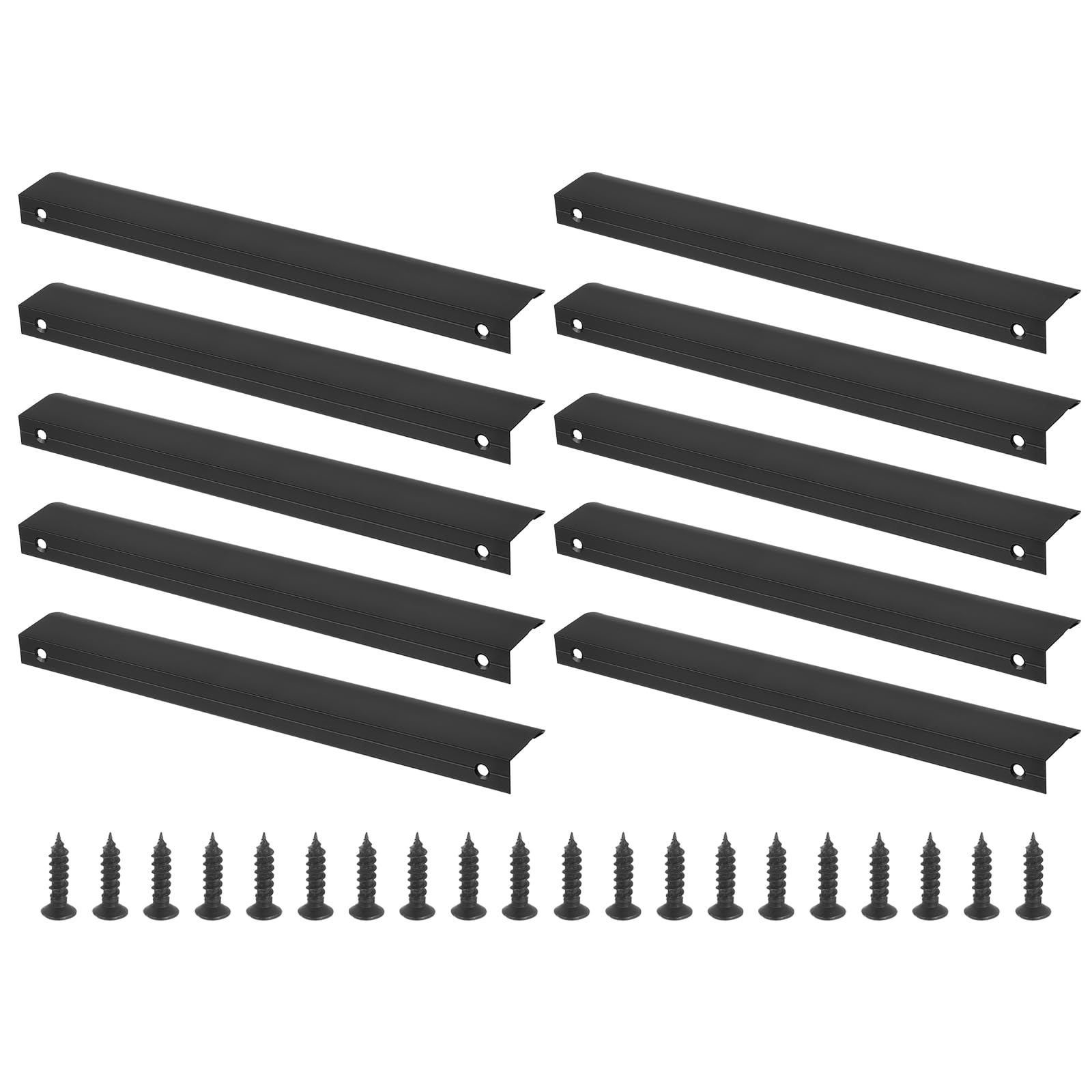 PATIKIL Mount Finger Edge Pull, 10 Pack 250mm/9.84" Aluminum Alloy Concealed Handle Cabinet Edge Pulls with Screws for Home Kitchen Furniture Door Drawer, Black