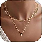 Turandoss Gold Cross Necklace for Women - Dainty 14K Gold Plated Cross Necklace Layered Beaded Infinity CZ Holy Mary Medal Pendant Necklaces for Women Trendy Faith Jewelry First Communion Gifts
