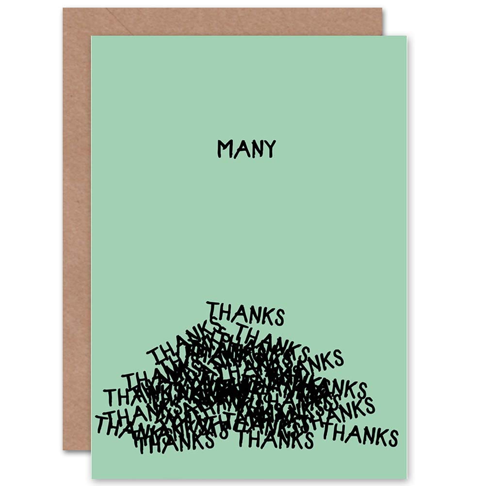 Wee Blue Coo CARD GREETING THANKS THANK YOU MANY TYPOGRAPH GIFT