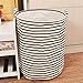Efivs Arts Fabric Foldable Household Storage bin Jumbo Round Laundry Basket Hamper Closet Storage (Black Strip)