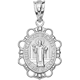 Sterling Silver Medalla De San Benito Saint St Benedict Oval Pendant