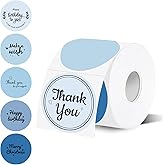 WANGHENG 2 inch Round Thermal Label,Blue Circle Thermal Sticker Labels for Business and Home,Direct Thermal Printer Label for DIY Logo Design,Thanks Card,500 Labels/1 Roll