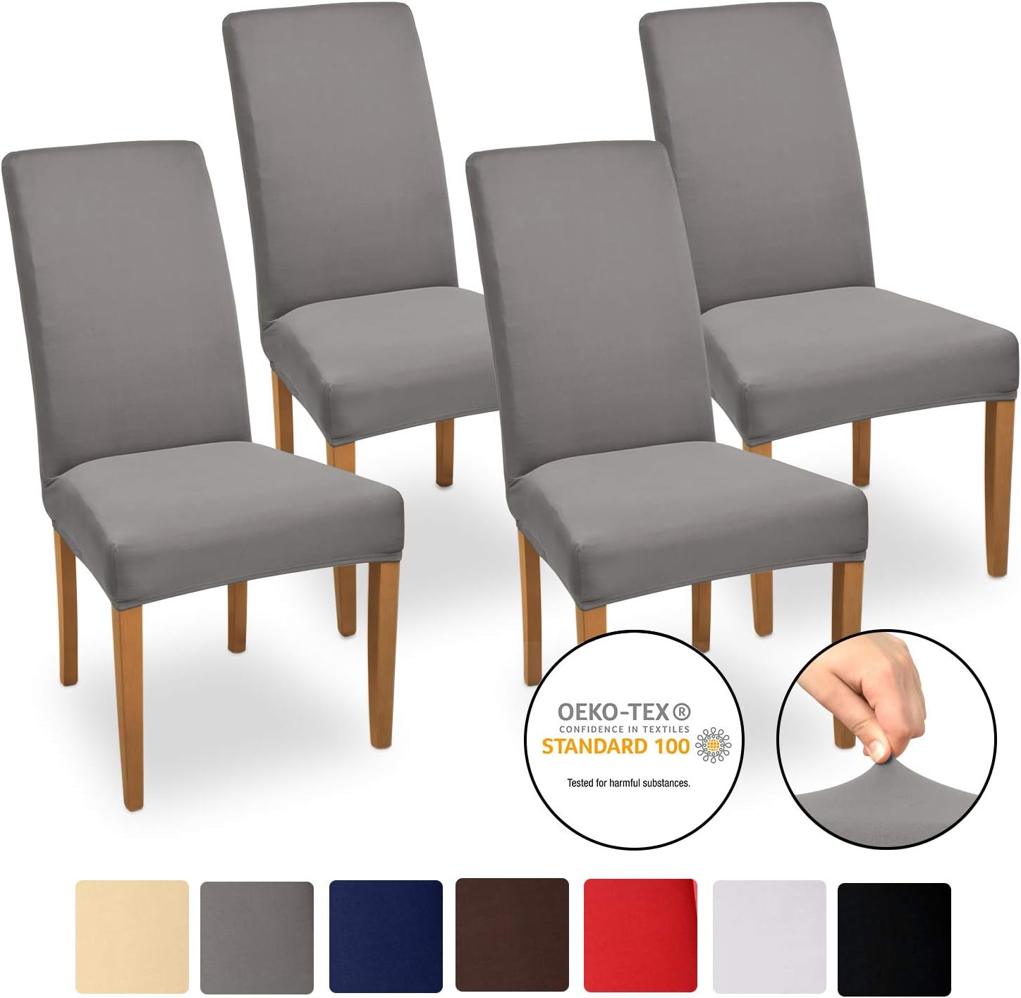 PETCUTE Stuhlüberzug-Set – 4 Stretch-Hussen In Khaki | Für Esszimmerstühle, Schützt Vor Flecken