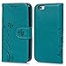 iPhone 6 6S Case, iPhone 6 6S Wallet Case Embossed Butterfly PU Leather Cover Detachable Magnetic Wallet with Card Slots and Wrist Strap for iPhone 6 6S 4.7 inch Blue