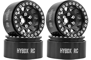 HYBDX Rc 1.9 Inch Aluminum Alloy Beadlock Wheel Rim Hub 4pcs Suit for 1:10 RC Crawler Axial SCX10 SCX10 II TRX4 RC4WD D90. (Black)