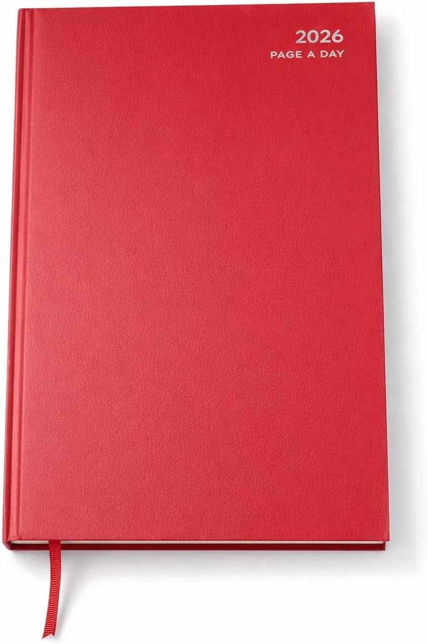 1ABOVE 2026 A4 Day-to-Page Diary Premium Hardback Red