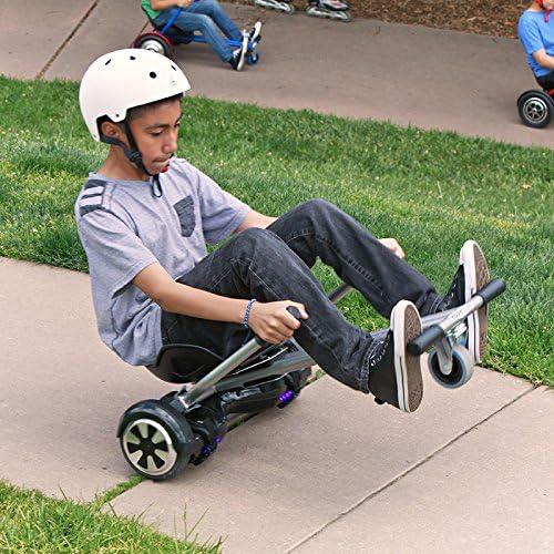 Adjustable Hover Kart Adapter – Black Orange Adjustable Two Wheel Self Balancing Seat Attachment Scooter Go-Kart Accessories Hover-Boards for Kids and Adult.