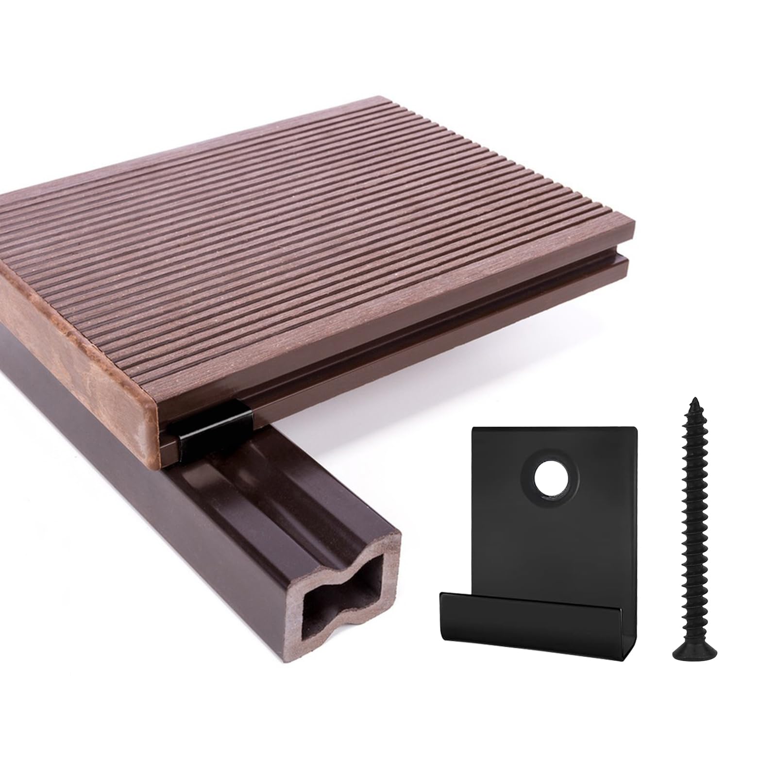 JJWNMLL composite decking clips 30 pcs - hidden starter fastener board clip with self-tapping screw DIY hardware(30 pcs, hidden composite decking clips)