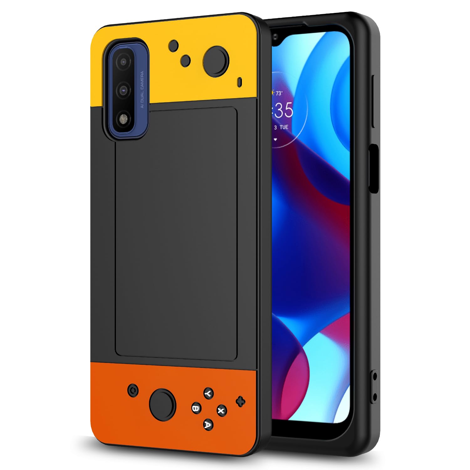 Phone Case for Motorola Moto-G Pure Case/Moto G Play 2023/Moto G Power 2022,3D Cartoon Cute Kawaii Fun Cool Funny Video Game Design,Full Body Protection Cover for Man Women Teen Orange Yellow Black
