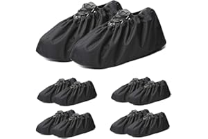 Jron 5 Pairs Black Boot Covers Reusable Washable Indoor Shoe Covers for Carpet Floor Home Use (5 Pairs | 9.5-11 for Shoes/US 