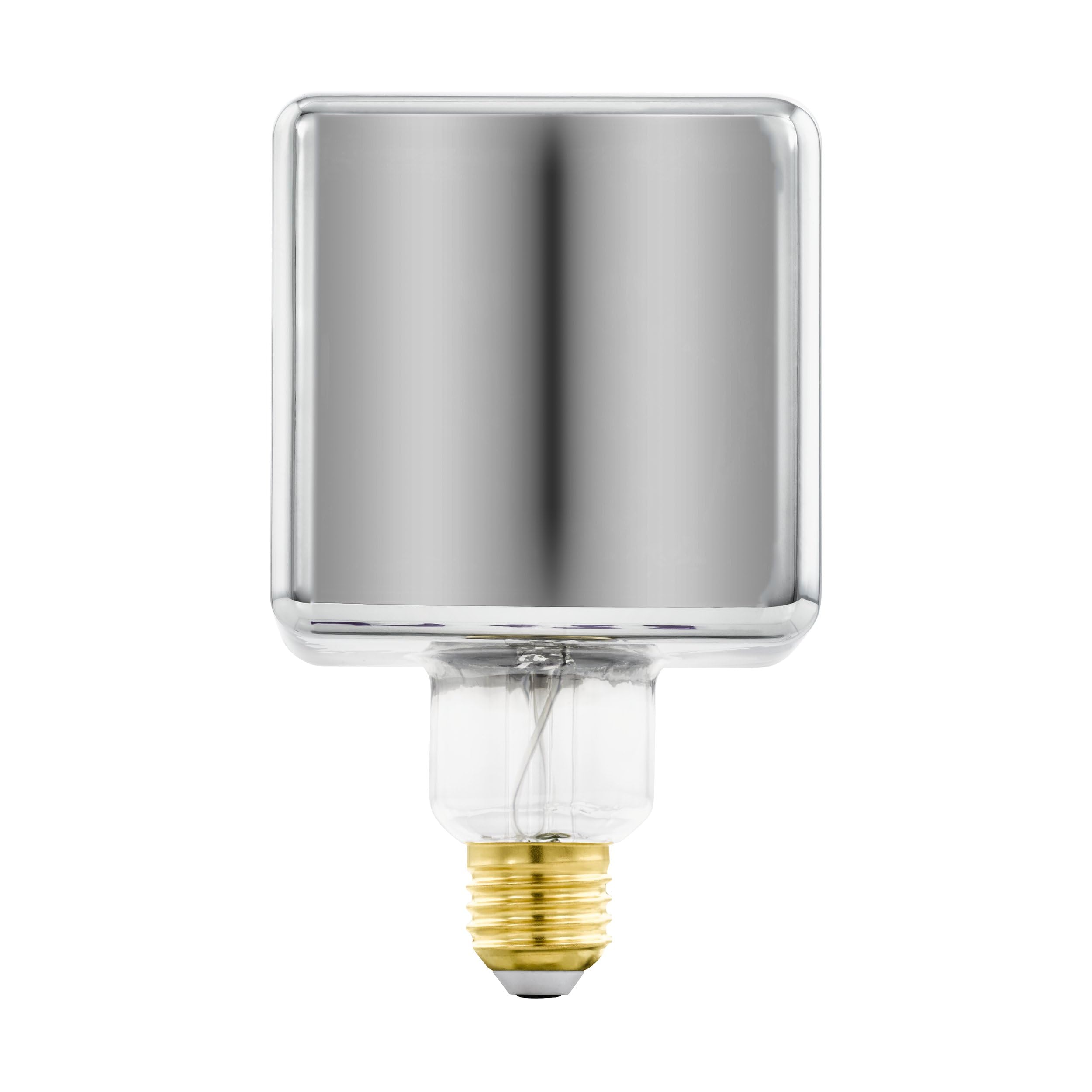 Eglo Spiral filament LED lamp, vintage E27 light bulb in black and transparent, dimmable lighting, 4 watt, 50 lumens, warm white glow, 1700 Kelvin, decorative cube shape, Ø 3.7 inches