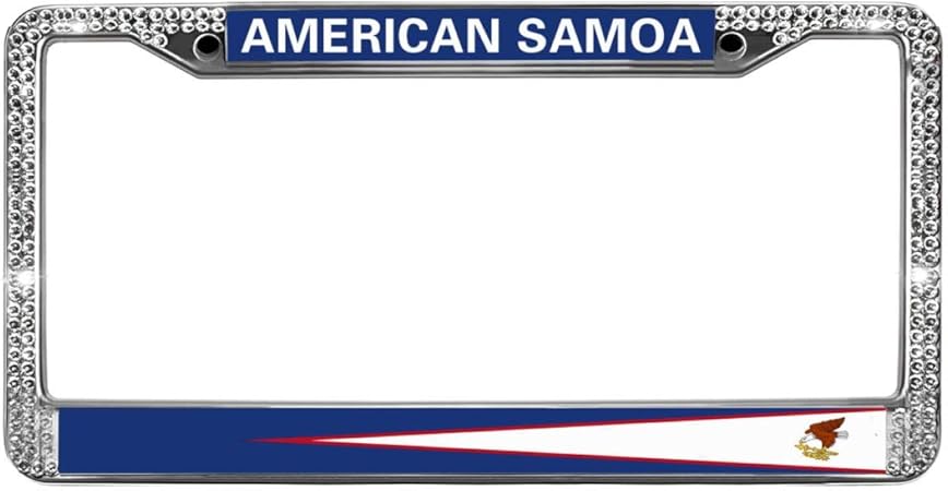 Amazon Gnd アメリカ国旗 イーグルダイヤモンド ナンバープレートフレーム アメリカ領サモアナンバープレートフレーム タグ クリスタル ステンレススチール ナンバープレートホルダー 自動車 Suv用 ナンバーカバー ホルダー 車 バイク