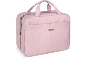 BALULHG Toiletry Bag for Women, Travel Toiletry Bag with Hanging Hook Makeup Organizer, Waterproof Large Capacity Travel Bag for Accessories, Shampoo, Full Sized Container, Toiletries,Pink