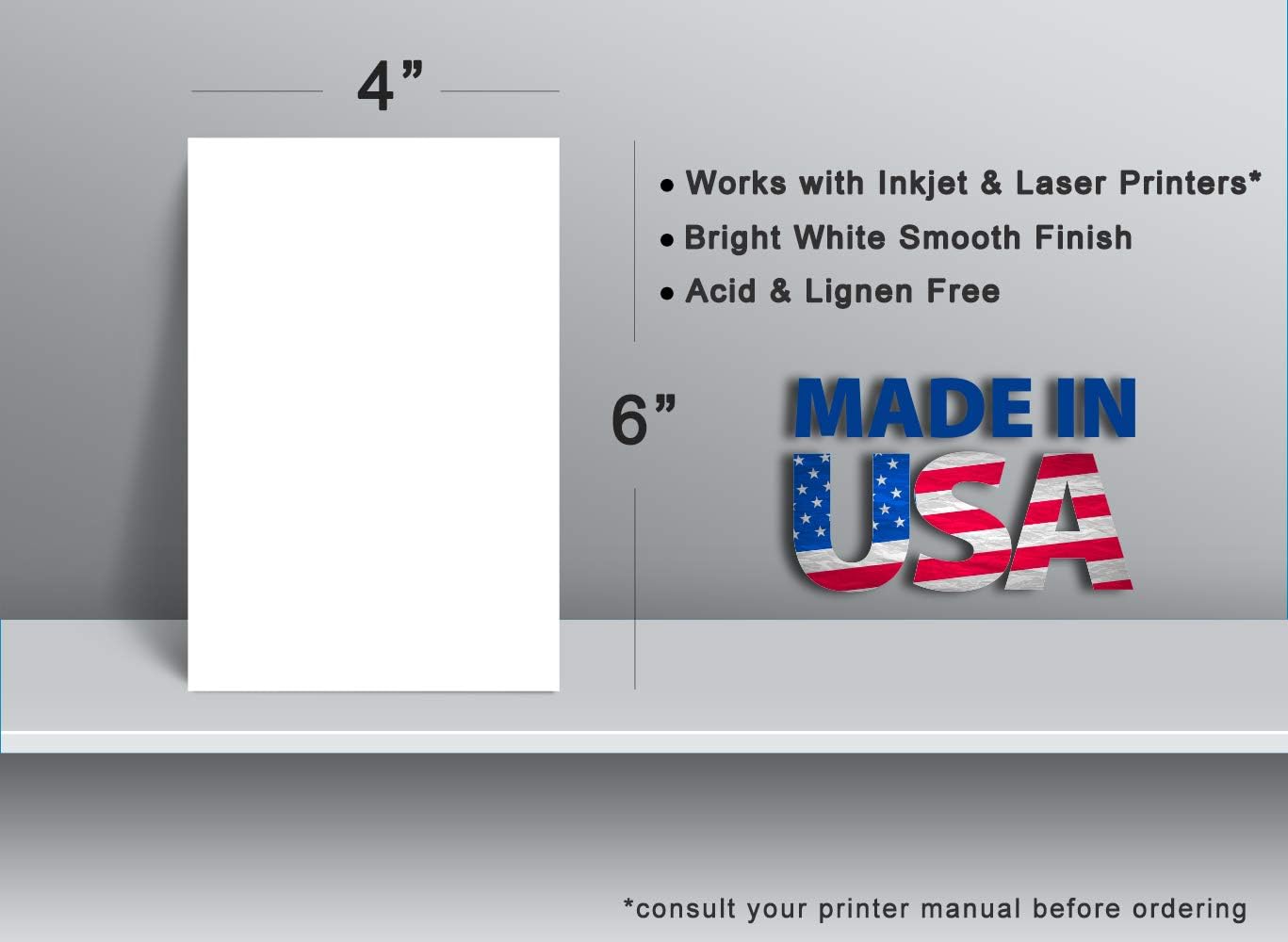 Extra Heavy Duty 130lb Cover Cardstock - 4" x 6" Bright White - 350gsm 17pt Thick Paper - Index, Flash & Post Card Stock - 40 Pack : Office Products