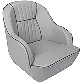 ERGOSEAT Gray Pontoon Captain Seat Marine Captains Chair Boat Bucket Seats | 30% thicker marine vinyl, high density foam, ergonomic,with armrest, Dual 5x5/5x12" mounting holes
