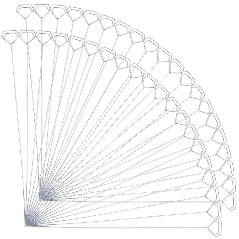 CREATCABIN 40 Pcs Metal Floral Place Card Holder Picks Metal Wire Gift Card Holder Clips Sticks Diamond Shaped Cards Picture Photo Centerpieces for Bouquets Wedding Parties Flower 1.22x13 Inch