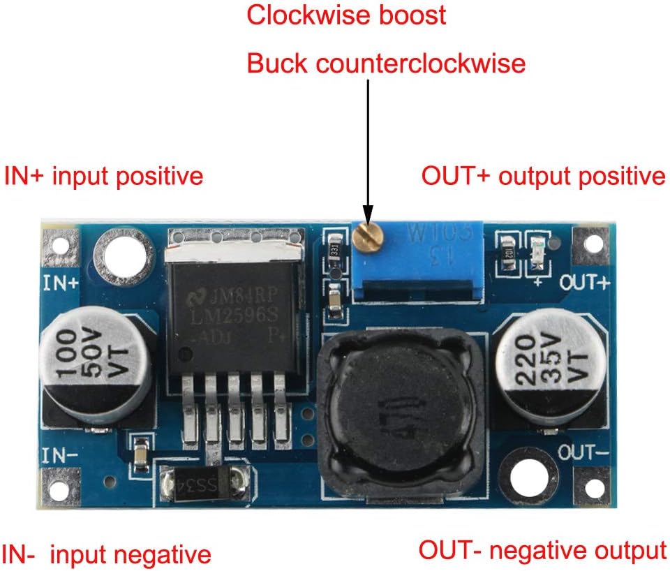 5 stuks DC-DC buck converter, instelbare voedingsmodule, 3,2-46 V naar 1,25- 35 V spanningsomvormer, hoge efficiëntie tot 92%, voor elektronische projecten en stroomvoorziening 5 stuks DC-DC buck converter, instelbare voedingsmodule, 3,2-46 V naar 1,25- 35 V spanningsomvormer, hoge efficiëntie tot 92%, voor elektronische projecten en stroomvoorziening
