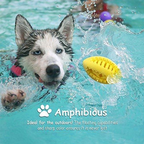 Fluffy Paws Soft Rubber Toy IQ Treat Chewing FeedBall for Dogs (Dental Treat and Bite Resistant) Durable Non-Toxic Strong Tooth Cleaning FootBall for Pet IQ Training/Chewing/Playing, Chew Toys,Yellow