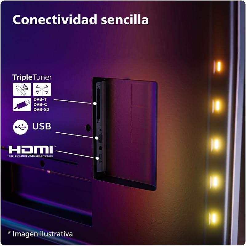 Ambilight 55PUS8109 Smart TV 4K LED - Pantalla de 55 Pulgadas con Plataforma Titan OS, Pixel Precise Ultra HD y Sonido Dolby Atmos, Funciona con Alexa y Asistente de Google - Cromo Satinado