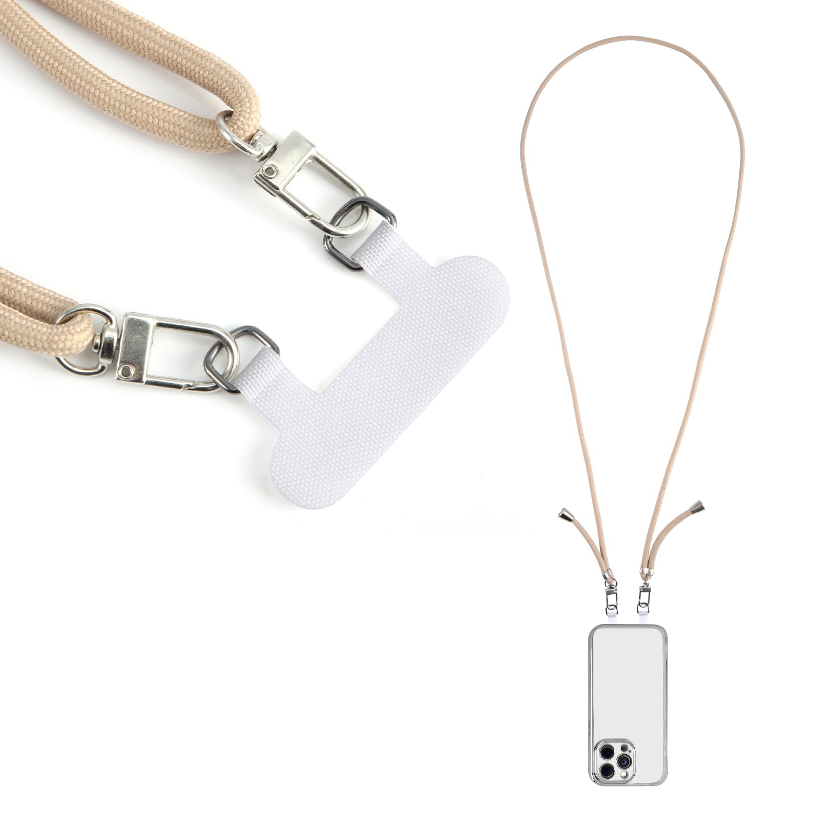 XIHIRCD Double Buckle Phone Tether Tab & Adjustable Phone Lanyard, Crossbody Phone Strap Phone Lanyard Patch Only for Full-Cover Phone Case with 2 Speaker Holes