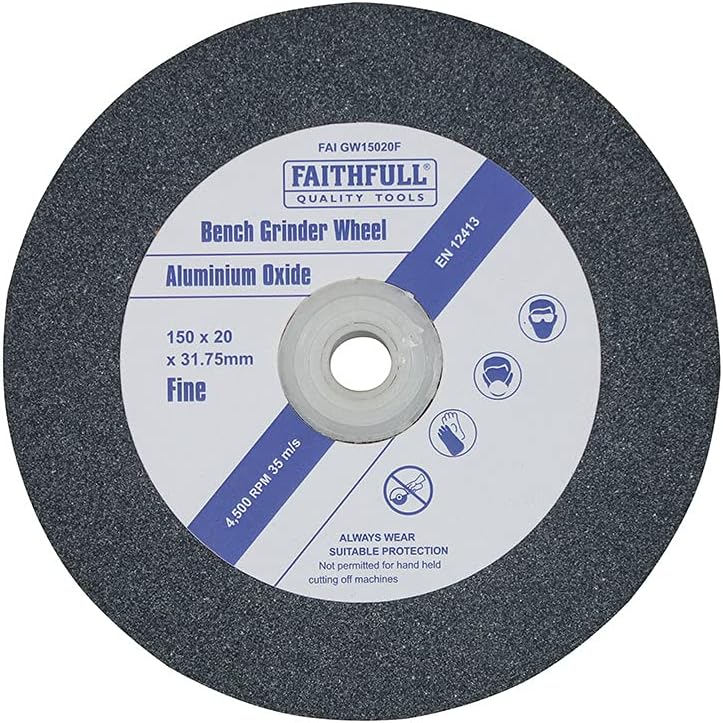 Faithfull 150mm Coarse Aluminium Oxide Grinding Wheel 20mm Bore for Bench
