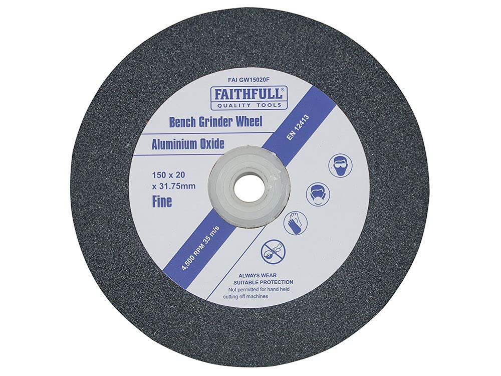 Faithfull FAIGW15020F Bench Grinding Wheel Alox 150mm x 20mm Fine