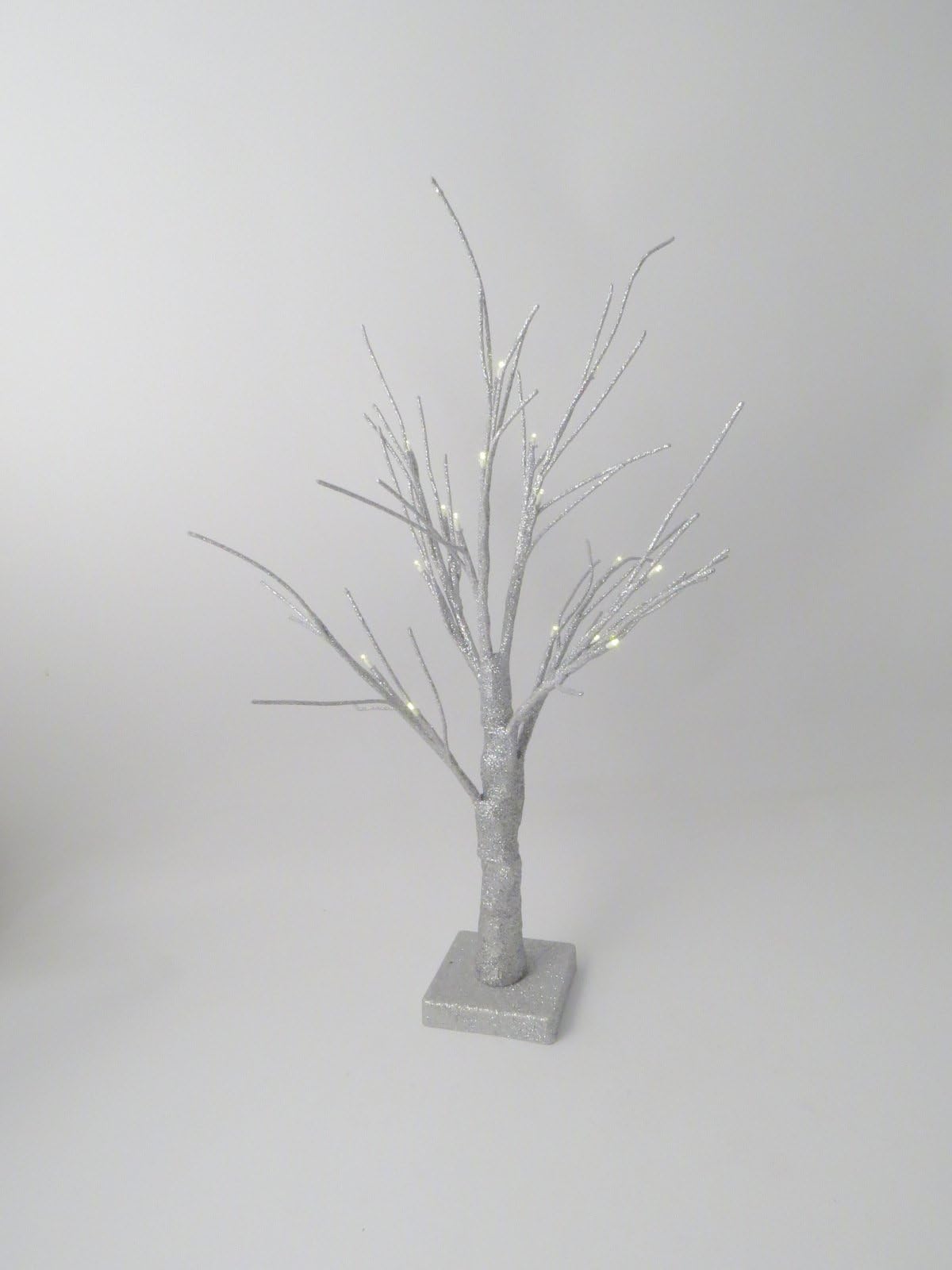50cm Silver Christmas branch tree with battery operated lights