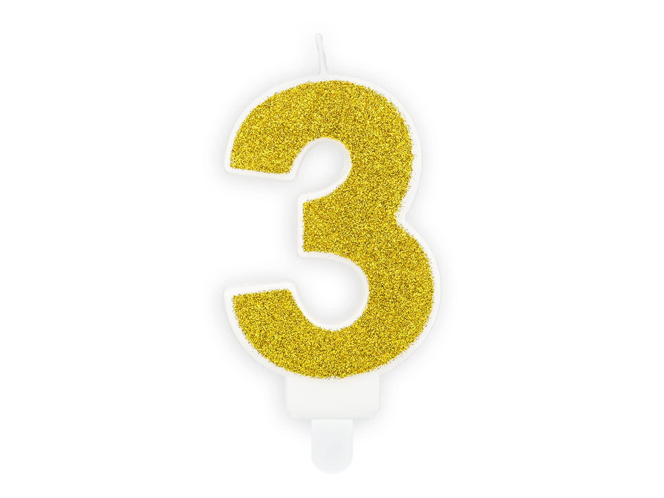 PartyDeco Birthday Candle Number 3 Gold Glitter Cake Decoration Cake Toppers Muffin Bakes Birthday Wedding Anniversary Candles for Adults Children