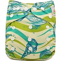 Ohbabyka Baby Reusable Waterproof Bamboo Cloth Diapers Nappies, Animal Print (fish)