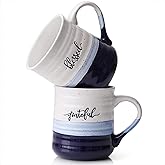 DOWAN 20 oz Coffee Mugs, Large Mugs with Word Blessed Grateful, Porcelain Coffee Cup, Thank You Gifts for Mom Dad, Set of 2 | Large Mugs, Coffee Cup
