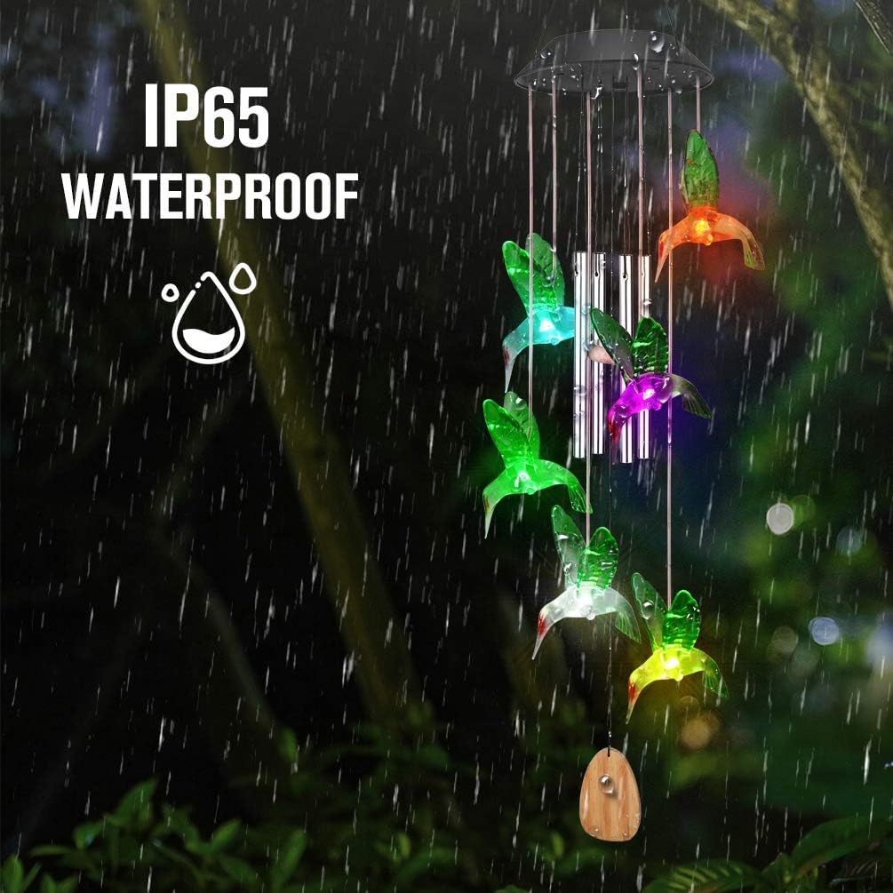 OUTUL Wind Chimes Outdoors LED Solar Hummingbird Wind Chime for Windows, Yard, Patio, Porch, Garden, Backyard, Memorial Wind Chimes Gifts for Mom Grandma : Garden & Outdoor