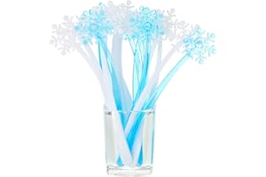 MEANPLAN 100 Pieces Plastic Snowflake Swizzle Sticks Crystal Cocktails Drink Coffee Stirrers Colorful Stir Sticks for Bar Wedding Birthday Christmas Winter Party Supplies
