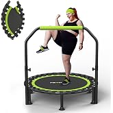 ZCMHAXJ Foldable Mini Trampoline, 40"/48" Rebounder Trampoline for Adults &amp; Kids, 450lbs Capacity with U-Shaped Adjustable Bar, Indoor Fitness Workout Exercise Equipment