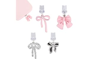 PENITUE 4pcs Phone Dust Plug Charms, Creative Charging Port Dust Plug Cover Protector Caps Charm for iPhone 4-14 Series Ports Practical and Stylish Phone Accessories