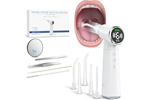 SRIVDK Upgraded Electric Tonsil Stone Remover – High-Precision & Painless Cleaning, Food-Grade Material, 6 Suction Levels | Tonsil Stone Removal Kit with LED Light, Oral Protection & 11 Attachments