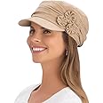 Collections Etc Stylish and Comfortable Side Embellished Hat, Shirring Details, Flowers, Elastic