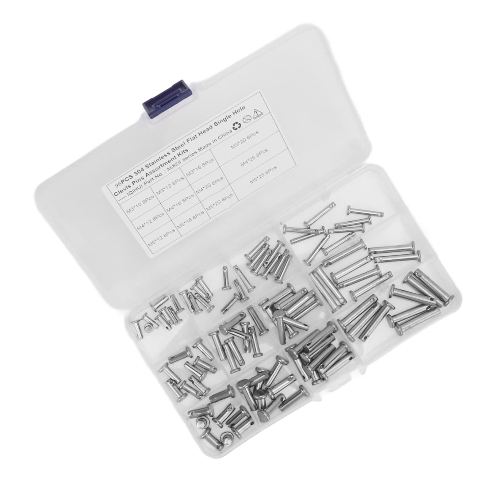 Flat Head Clevis Pin clevis pins m8 Professional Sturdy Clevis Pin Assortment Kits Rustproof Practical Stainless Steel with Plastic Box for Car(#4) Clevis Pins