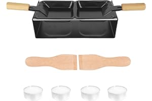 ChiiGe Mini Raclette Barbecue Set, Two Grill Pan, Cheese Raclette, Candlelight Cheese Melter Pan, Cheese Melter, for Camping 