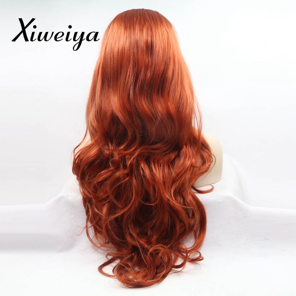 Xiweiya Long copper red Wig Long wavy Wig Mermaid Synthetic 360# Red Lace Front Wigs hair replacement wig Free part wig Long Soft Wig Heat Resistant Fiber for Women Drag Queen Party Makeup 24 Inch - Image 5
