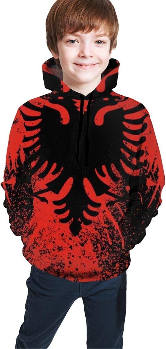 Amazon 男の子の10代の若者有名なパリの要素コーヒーエッフェル塔のイラストスウェットシャツポケットパーカー7 yイーグルバードのアルバニアの旗 トレーナー パーカー 通販