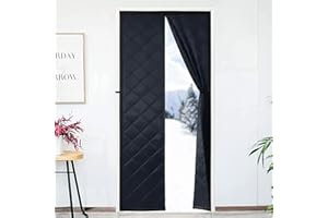 FEGO Thermal Insulated Door Curtain Fits Door Size 32" x 80", Magnetic Thermal Door Curtain, Thicken Polyester Fiberfill&Oxford Fabric for Windproof, Privacy Protection&Self-Close for Entry Door