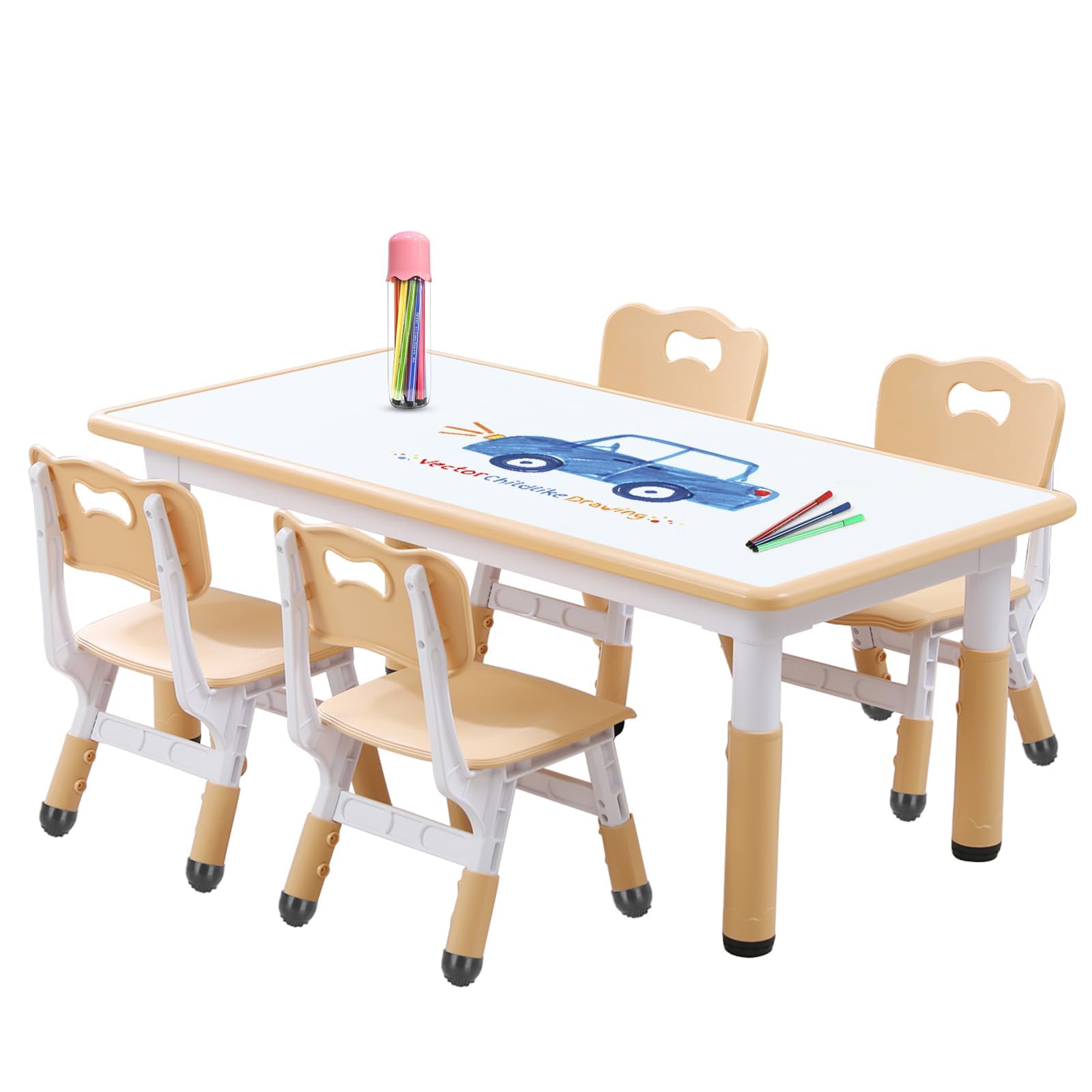 Photo 1 of ***DAMAGED-MISSING PIECES SELLING AS INCOMPLETE PARTS ONLY*** JIAOQIU Kids Table and Chair Set for Toddlers - Adjustable Activity Center with Non-Slip Legs & Graffiti-Proof Surface Ages 3-12