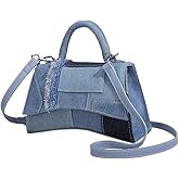 Designer Saddle Purse for Women Flap Patchwork Denim Shoulder Bag And Crossbody Bag New Top Handle Handbag