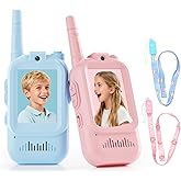 Kids Video Walkie Talkies 2 Pack, Rechargeable Long Range Two-Way Radios, Outdoor Indoor Toys for Boys Girls Ages 3-12, Perfect Birthday & Camping Gifts