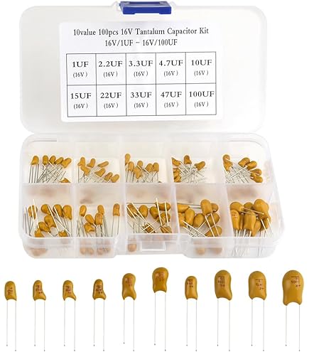 こんぶ uxcell 10uF Tantalum Capacitor, 16V 2 Pin Yellow Radial
