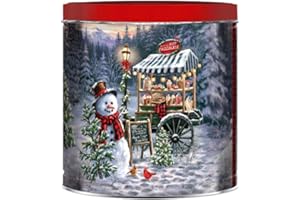 SIGNATURE BRANDS Classic Collectible Gourmet Holiday Popcorn Tin Caramel, White Cheddar, and Butter Popcorn