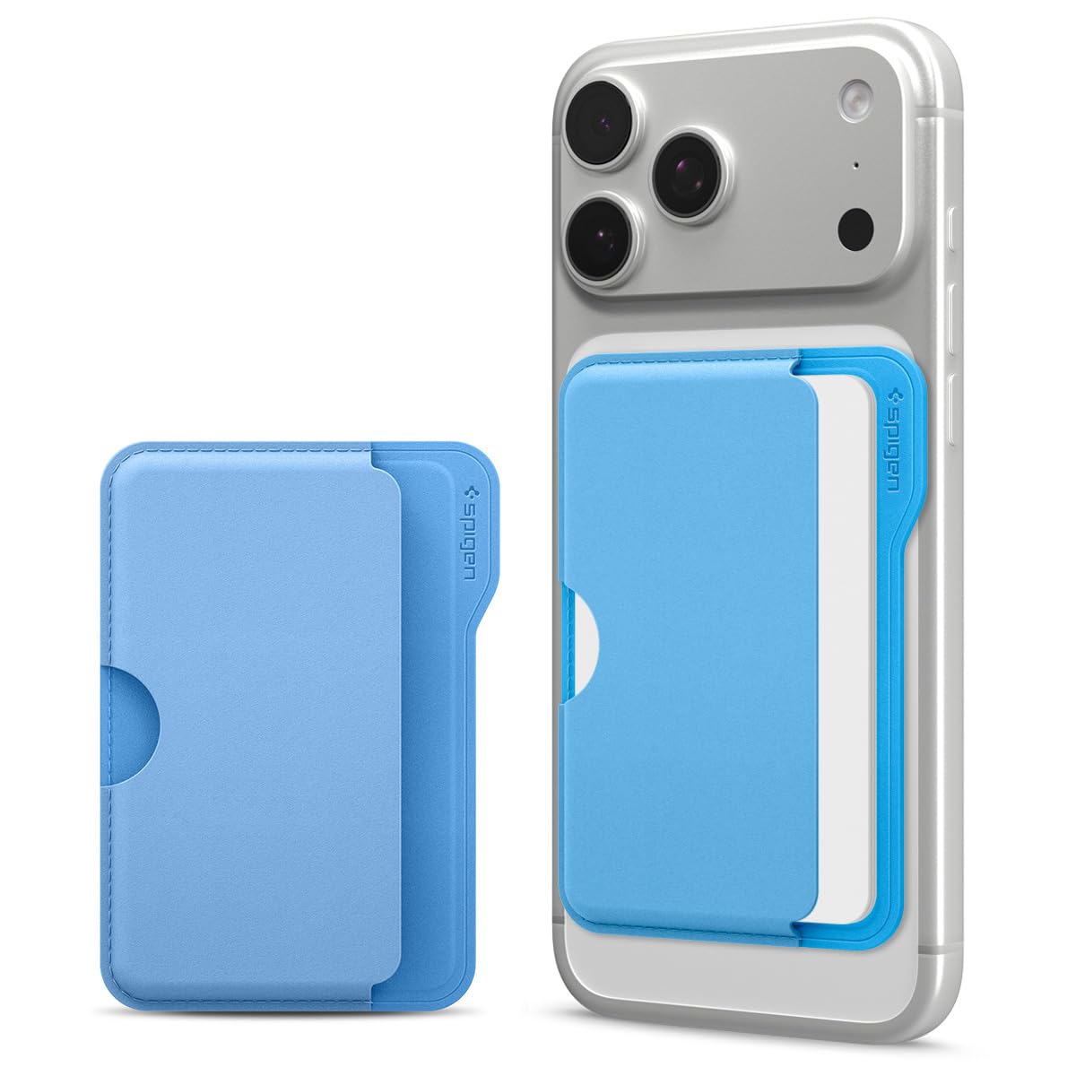 Caseology by Spigen Folder Pop MagFit Magnetic Wallet Card Holder 3-Cards Compatible with iPhone 17/16/15/14/13/12 Models, MagSafe Accessories - Skyblue