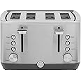 GE Stainless Steel Toaster | 4 Slice | Extra Wide Slots for Toasting Bagels, Breads, Waffles & More | 7 Shade Options for the