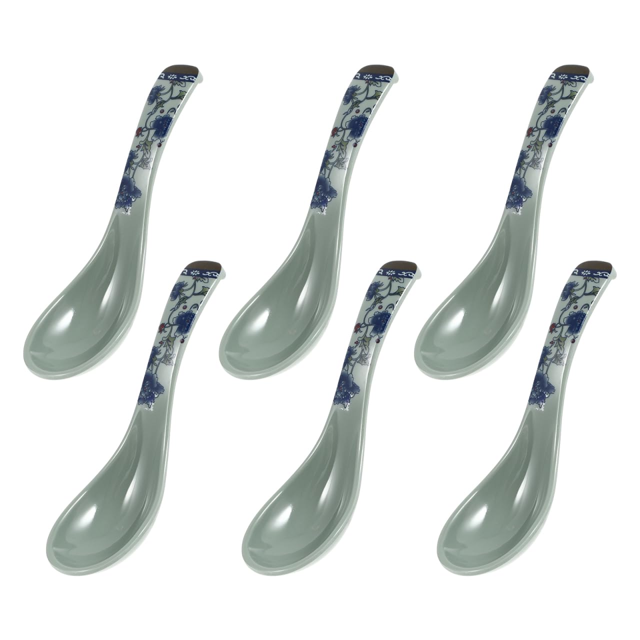UPKOCH Anti-Fall Soup Spoons 5.71 Inch Ceramic Porridge Dessert Spoons with Comfortable Grip Smooth Surface 6 Pack for Home Kitchen Dining